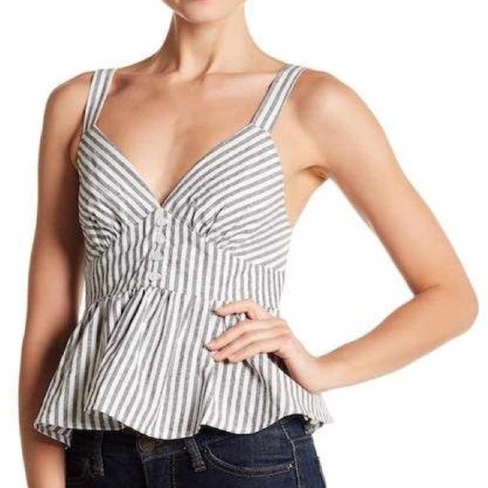 Good Luck Gem Peplum Stripped Tank